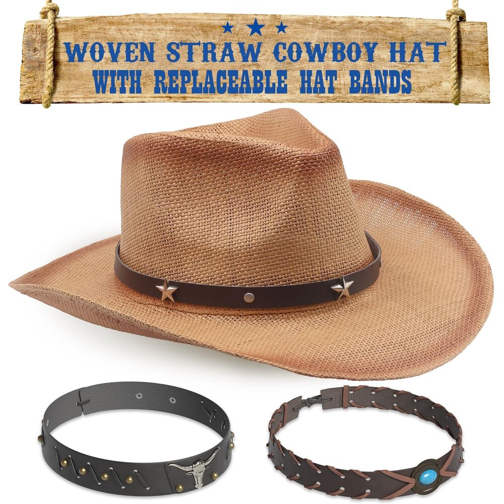 8900 Straw Cowboy Hat - Straw Cowgirl Hat - Vintage Cowboy Hat with 3